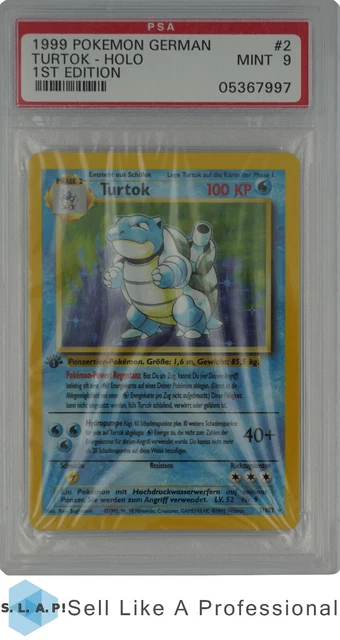 1999 Pokemon German Turtok 2 Holo Base Set 2/102 1st Edition PSA 9