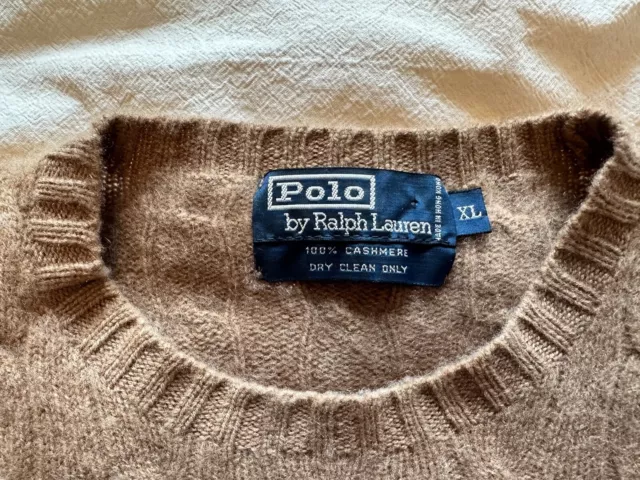 POLO RALPH LAUREN Men’s Crewneck Cable Knit 100% Cashmere Sweater XL ...