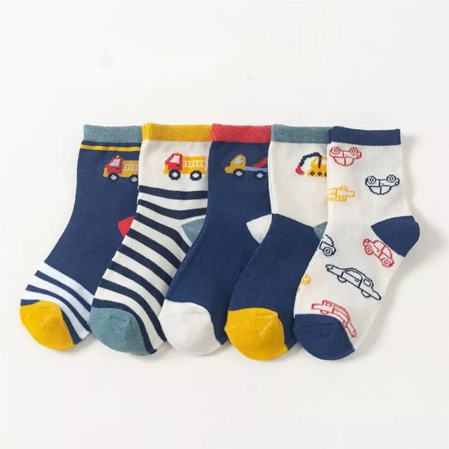 5 pares de calcetines de algodón transpirables dibujos animados cálidos hasta el tobillo hasta media pantorrilla para niños niñas niños niños 2