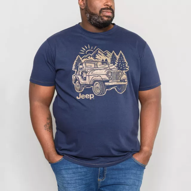 Duke D555 Mens Argent Big Tall Kingsize Official Jeep Printed T-Shirt Top - Navy 2