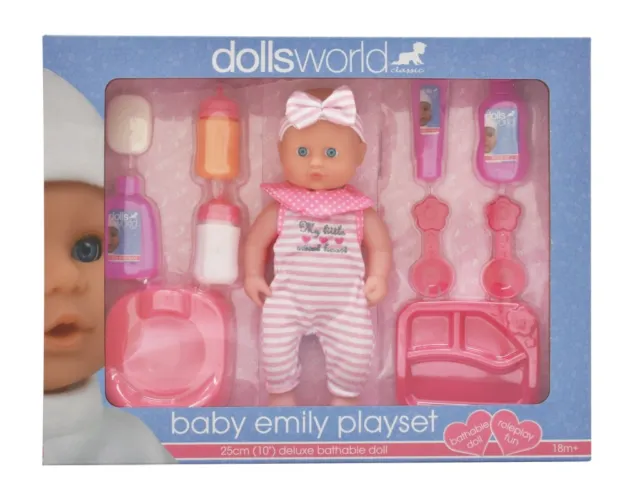 Dolls World 60238 Puppen Spiel-Set Emily Spielzeug Puppe Baby-Puppe mit Zubehör