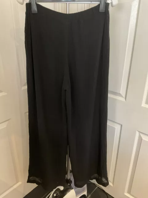 Crea Concept Womens Trousers Size L/ 42 / Uk 14 Black Stretch Waist Crepe Design