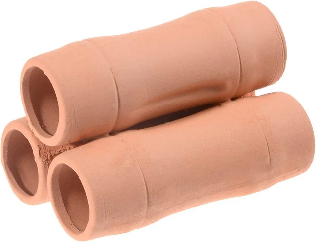 Ceramic Shrimp Tube Shelter Hiding Breeding Cave Aquarium Decoration with 3 Fish
