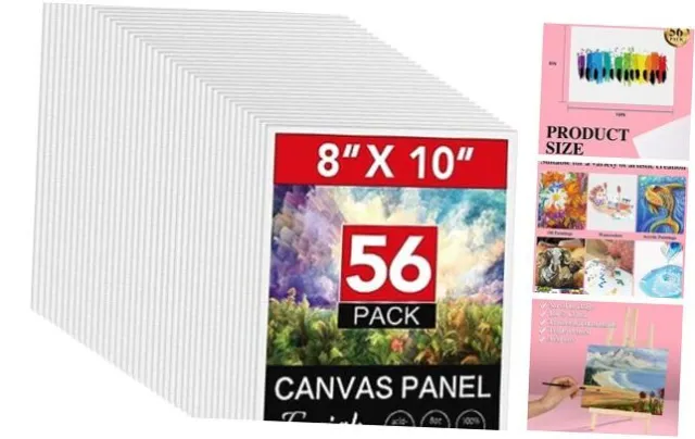 CANVAS BOARDS FOR Painting 8x10In, 56 Pack Bulk Canvases for
