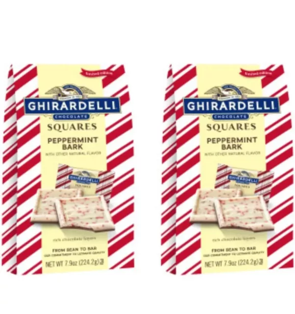 Ghirardelli Milk Chocolate Peppermint Bark Candy 7.9 oz (2 Bags) Limited Edition