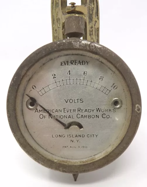 Eveready Volts Pocket Meter Gauge 0-10 Long Island City NY Pat. Aug. 9, 1910