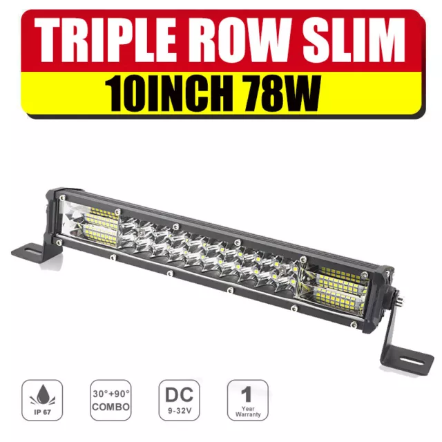 10inch Slim LED Light Bar Spot Flood Combo SUV Boat Offroad Driving ATV 4WD 78W