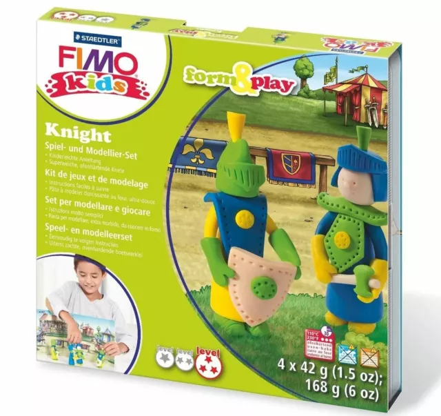 Fimo Kids Form & Play Kits Polymer Modelling Oven Bake Clay Set - Knights
