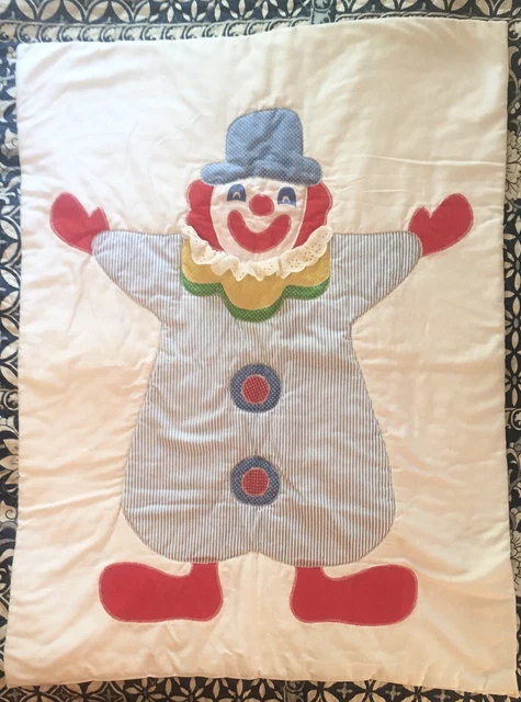 Manta para bebé edredón payaso parche espeluznante trabajo hecho a mano punta a máquina 32X40"" cubierta