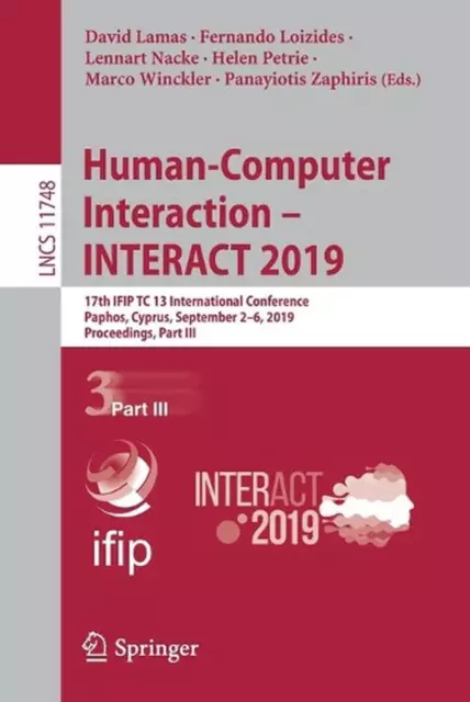 Human-Computer Interaction INTERACT 2019: 17th IFIP TC 13 International Conferen