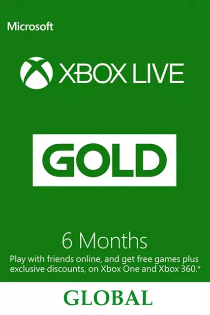 Xbox LIVE 6 Month Gold Membership - Microsoft Xbox One/360 Digital Code - Global