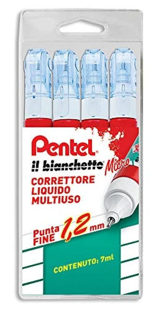(TG. 4 pezzi) Pentel ZL63 Il Bianchetto Micro 7 ml pack 4 correttori - NUOVO