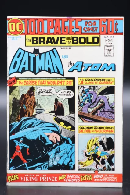 Brave and the Bold (1955) #115 Jim Aparo Cover & Art Batman & The Atom 100 Pg VF