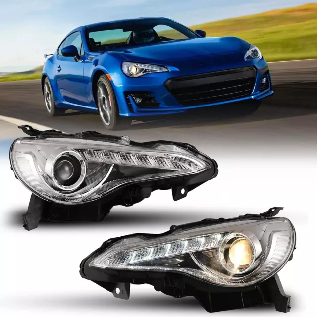 LED DRL Headlights For 2013-2016 Scion FR-S/ Subaru BRZ / Toyota 86 Chrome Clear