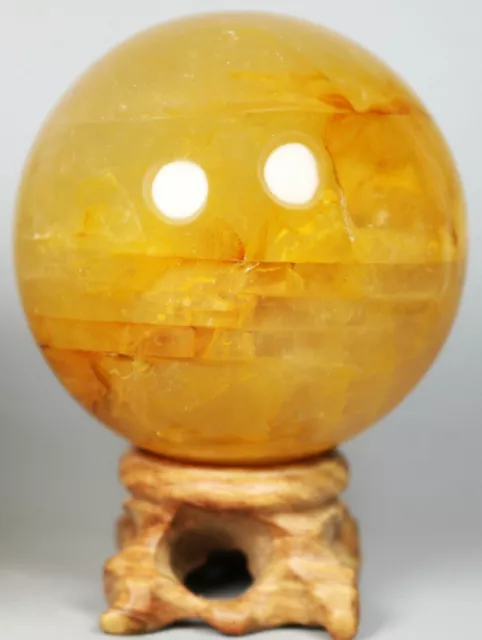 NATURAL Yellow PHANTOM MULTI-INCLUSIONS Rainbow CRYSTAL polishing sphere Ball