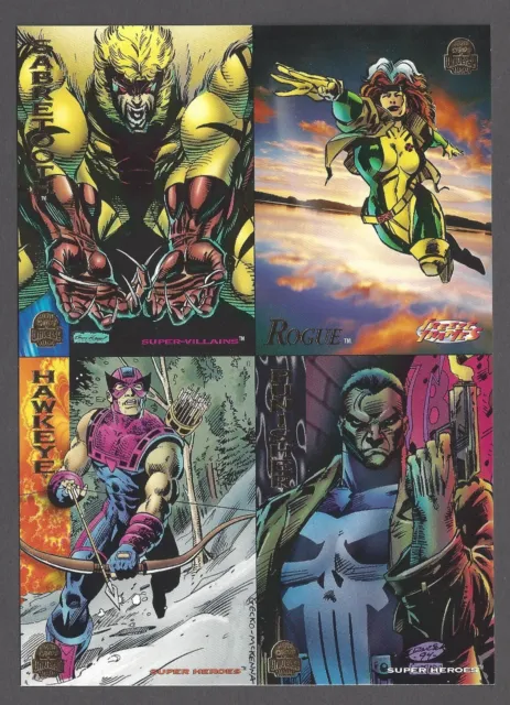 1994 Fleer MARVEL CARDS UNIVERSE 4 Card Promo Sabertooth Hawkeye Punisher Rogue