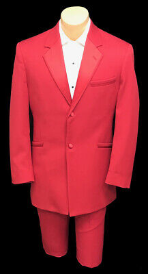Boys 14 Bright Red Andrew Fezza Monaco Tuxedo Jacket Retro Wedding Ringbearer