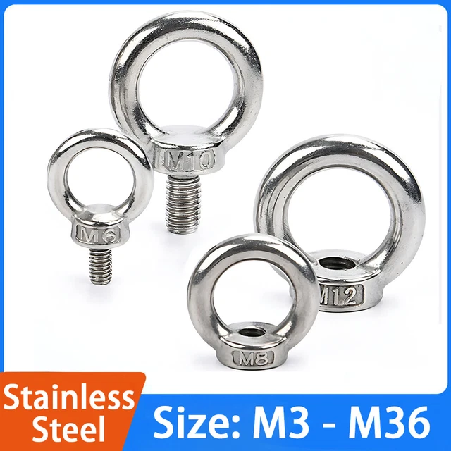 A2 STAINLESS STEEL LiftingEyeNuts & Bolts M3 To M36 Complete