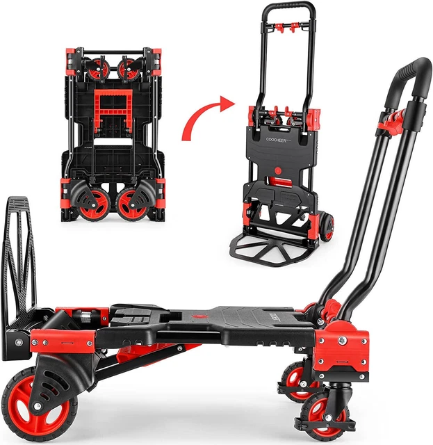 4 Wheels 330LB Folding Hand Truck Heavy Duty Carrying Convertible Dolly 24