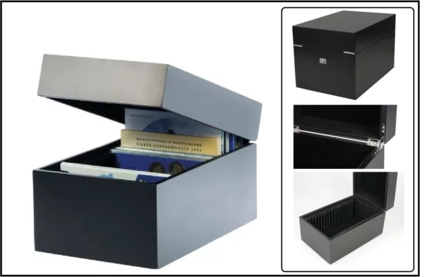 Schwarze-Postkarten-Holzkassette SAFE-746 Box Outdoor Approx. 295x195x185 mm