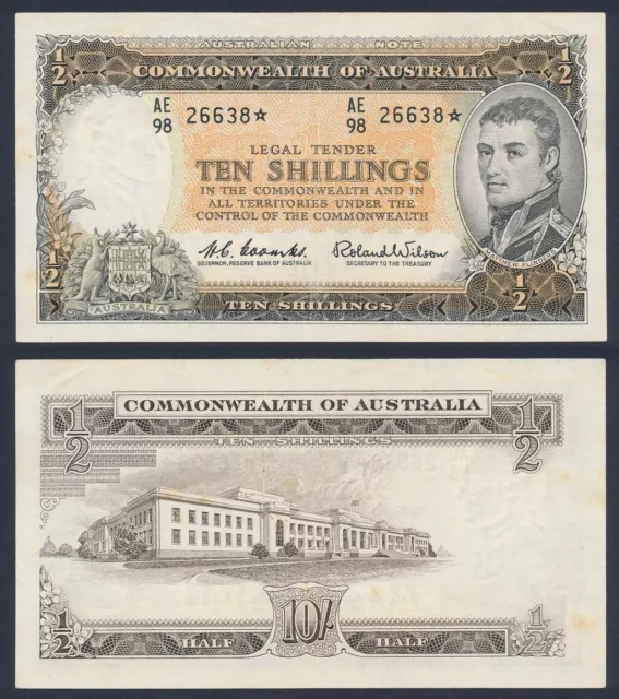 AUSTRALIA 10/- Coombs-Wilson QEII Reserve Bank Star AE/98. R-17S cat $5000.