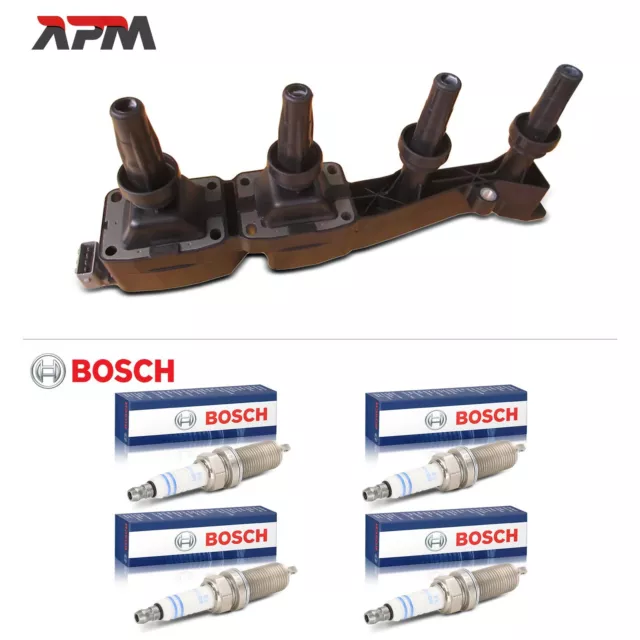 1x ZÜNDSPULE + 4x ORIGINAL BOSCH ZÜNDKERZEN FÜR CITROËN BERLINGO C3 PEUGEOT 307