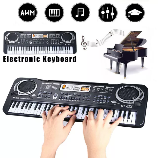 61-Keys Digital Music Electronic Keyboard Electric Piano Organ for Kids B3R3