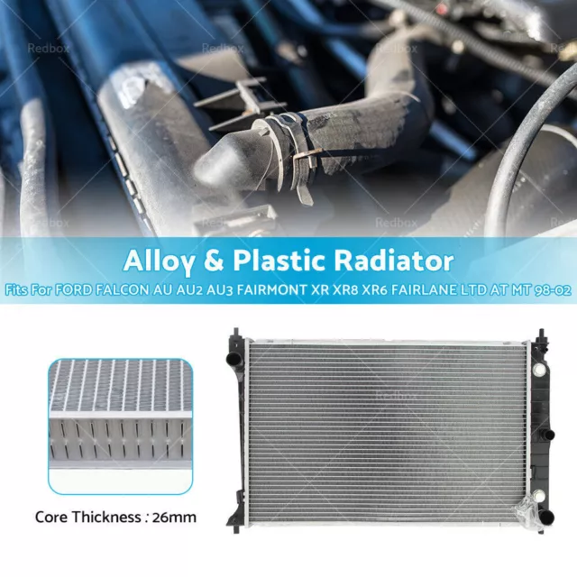 Radiator Fit Ford Falcon Au Au2 Au3 Fairmont Xr Xr8 Xr6 Fairlane Ltd At Mt 98-02