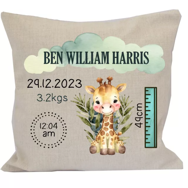 Baby Birth Details Cushion Personalised Name Baby Boy Arrival Newborn Gift