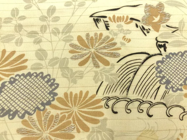 6537679: Japanese Kimono / Antique Summer Nagoya Obi / Embroidery / Flower