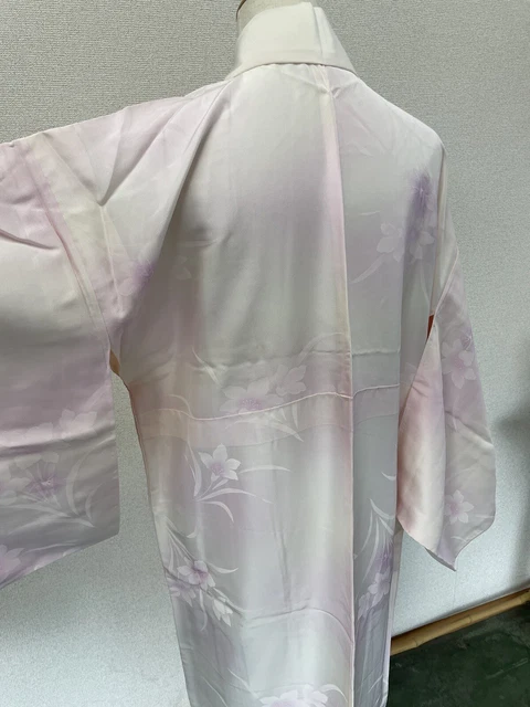 H&A SILK Vintage Japanese KIMONO Dress cardigan Purple Yukata from Japan women