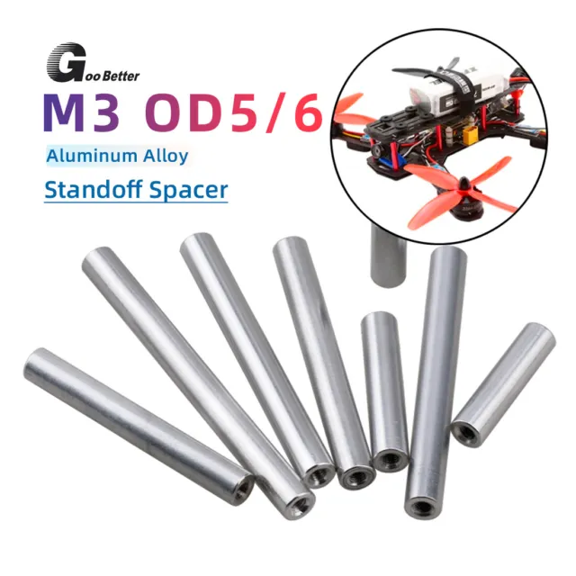 M3 OD5/6mm Aluminum Round Threaded Sleeve Standoff Spacers Long Nuts Connector