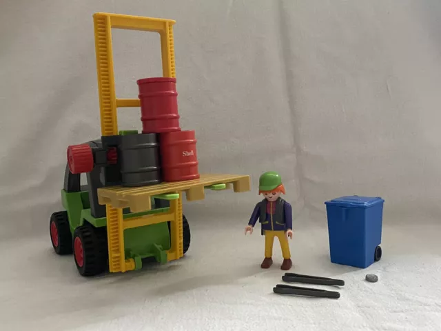 Playmobil 3003 Gabelstapler Palette Fässer Mülltonne Zange Taler Playmobil