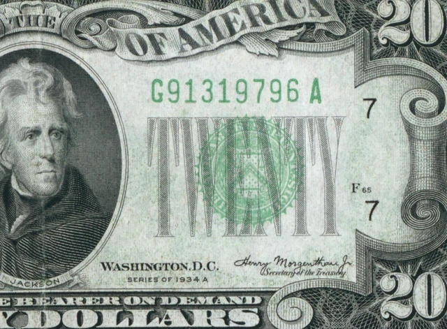 $20 1934 A ((HIGHER GRADE VF+++/XF)) Federal Reserve Note ** DAILY CURRENCY