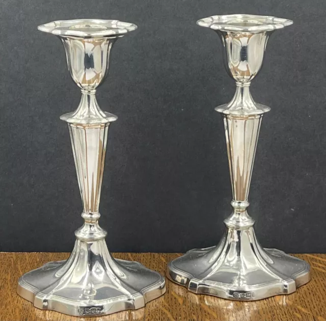 Pair of English sterling silver candlesticks Sheffield 1911 7"