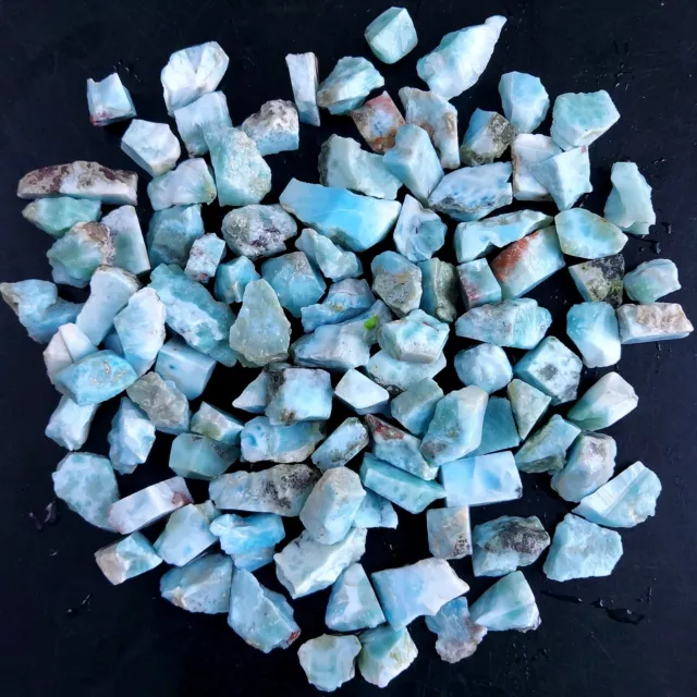 100Pcs 1110Cts Natural Blue Larimar Raw Rough Gemstone Unpolished Lot 12mm #2428