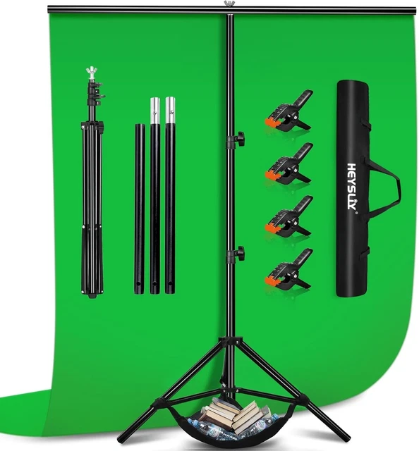 COMPLETE GREEN SCREEN Setup with 6.5 Ft T Stand - Ideal for Streaming ...