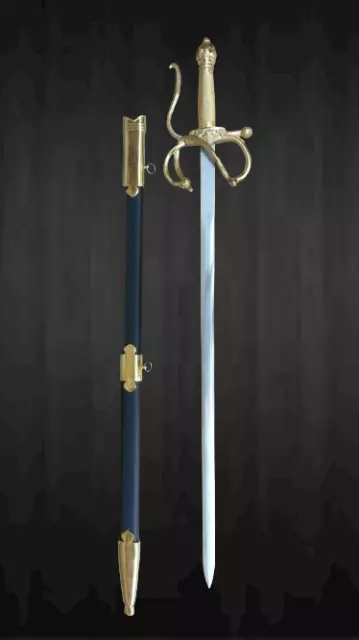 Marvelous Zorro Rapier Sword Handmade Medieval With Golden scabbard