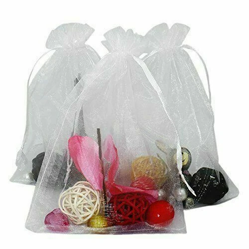 100pcs Sachets Pochettes Cadeau en Organza 13x18cm Sacs Organza avec Cordon d...