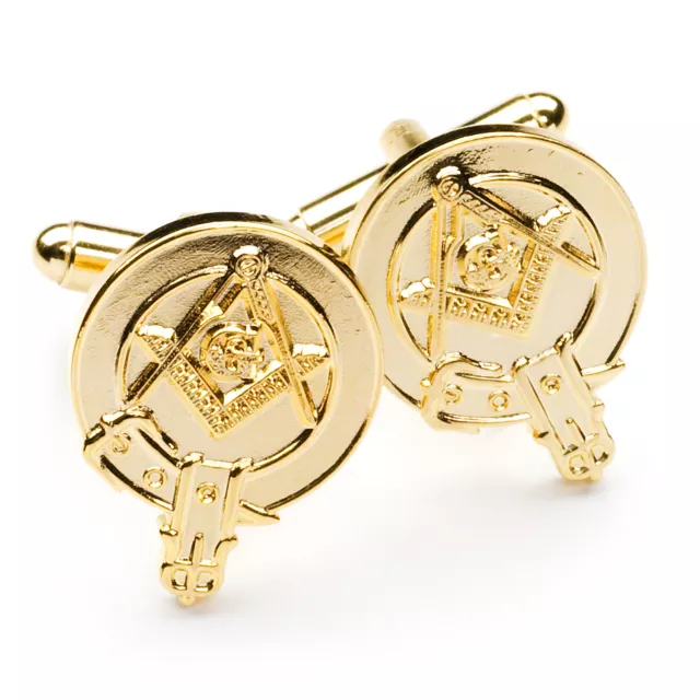 New Masonic Gold Scottish Clan Crested Belted Cufflinks Masons Regalia Gift