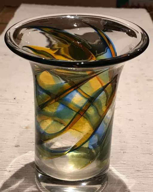 Bauhaus Kosta Boda Goran Warff Signed Swedish Art Glass vase.