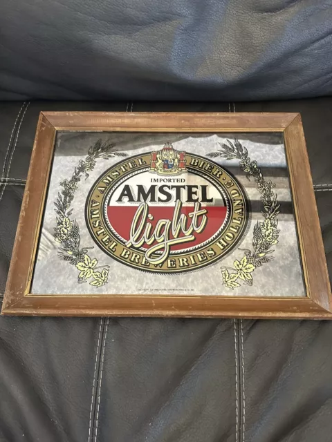 Imported Amstel Light Bier Beer Mirror Sign - Amstel Breweries Holland. 18X15"