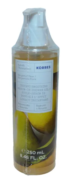 Korres Bergamot Pear Instant Smoothing Serum Shower Oil 8.45 oz