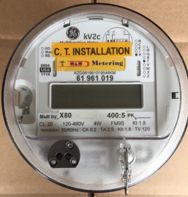 Ge, General Electric Watthour Meter Kwh, Kv / Kv2C, Fm9S, 13 Lug, 4W, 120-480V,