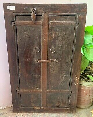 Antique wooden window wall hanging mirror frame old heavy iron fitted jharokha