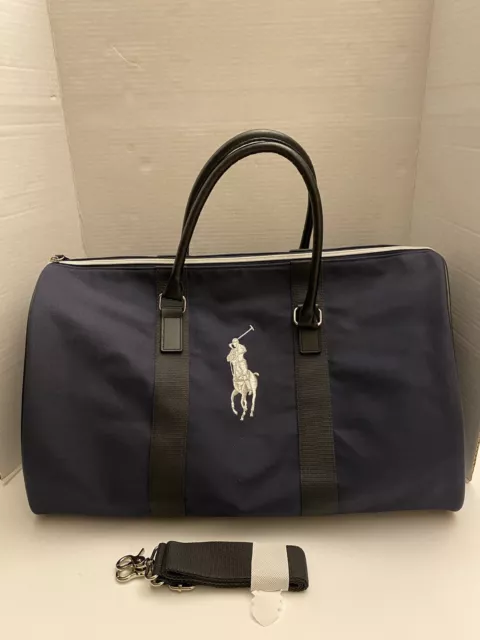 Ralph Lauren POLO Duffle Bag Gym Bag Classy Weekender Holdall Luggage Navy NWOT 2