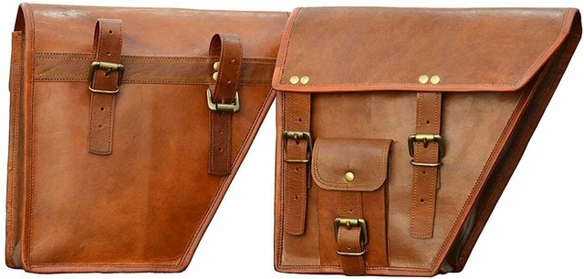 2 Pièces Cuir Vintage Fait à la Main Sacoche Cycle Moto Sac
