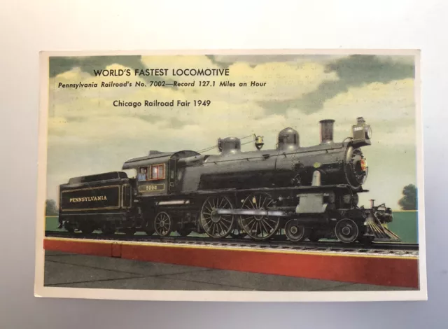 Vintage Postcard: Worlds Fastest Locomotive Chicago Railroad Fair 1949 Unposted