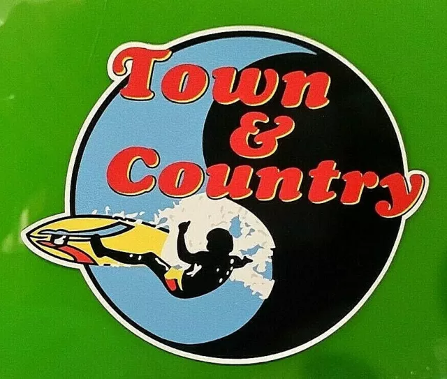 "TOWN & COUNTRY SURFBOARDS" VINTAGE RETRO Sticker Decal 1970s LONGBOARD SURFER !