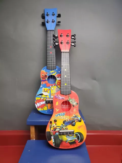 2 First Act Discovery Guitar Strings Blue and red mickey  paw patrol